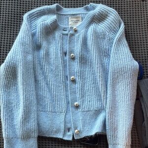 Abercrombie & Fitch Blue Cardigan Sweater with Ribbed Knit
